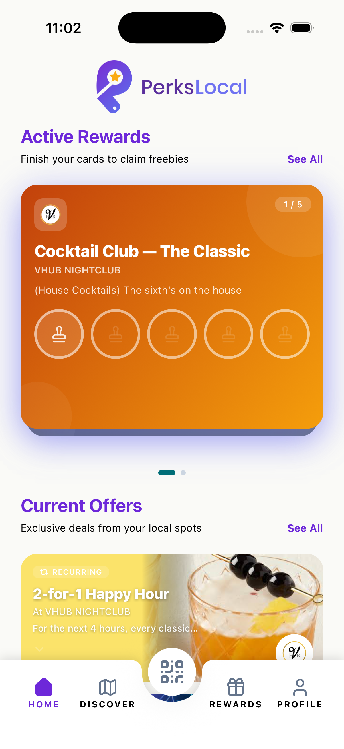 PerksLocal home screen